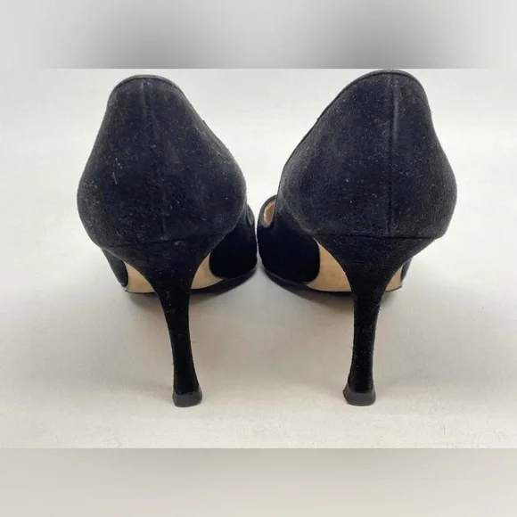 Manolo Blahnik Black Suede Pointed Toe Heels 39.5 EU Classic Pumps Designer - Picture 5 of 8